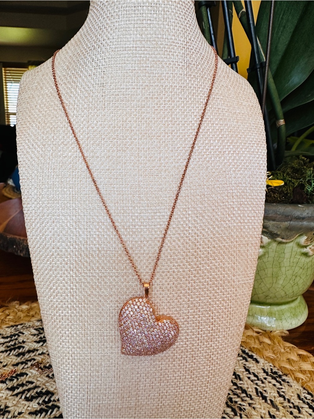 Pandora Rose Gold Pave Heart Pendant Necklace
